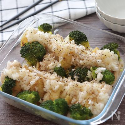【鶏むね肉と新じゃがの重ね蒸し新玉旨塩ペッパー】レンチンだけ