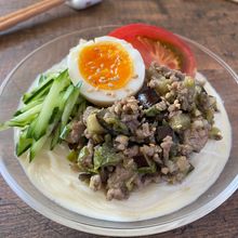 【万能なす肉味噌】豆乳担々そうめん