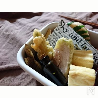 お弁当に〜しっとりささ身のあおさ天ぷら(作り置き)〜