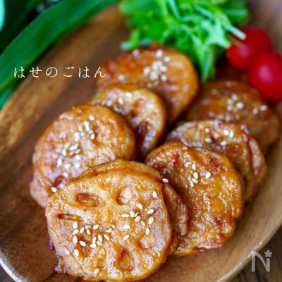 少ない材料で♪【レンコンの鶏つくねのはさみ焼き】