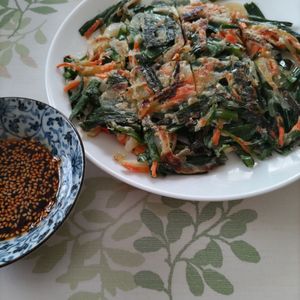 KUMIKOの作ってみた!投稿(『ニラたっぷり！野菜チヂミ』簡単☆カリッと美味！子供も喜ぶ♡)