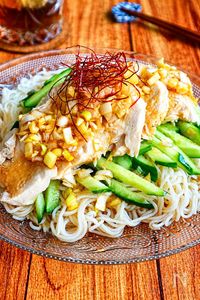 レンジで♪【蒸し鶏ときゅうりの香味だれそうめん】夏にピッタリ