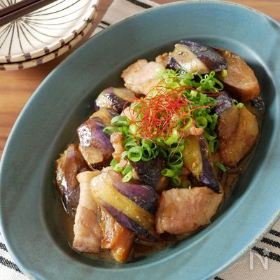 『簡単おいしい!』なすと豚ばらの甘辛味噌炒め