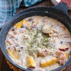 簡単ホワイトソースで！鶏肉ときのことさつまいものクリーム煮