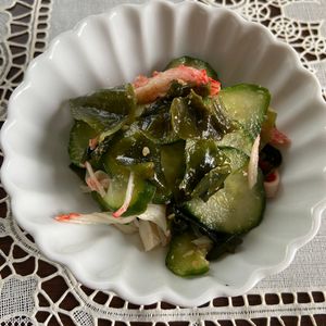 万福の作ってみた!投稿(塩もみ不要！和えるだけ♡『胡瓜とわかめの胡麻酢和え』簡単副菜)