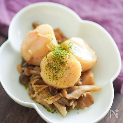 帆立とキノコのバター醤油