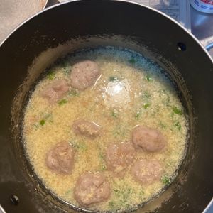 青リンゴの作ってみた!投稿(［ねぎたま鶏団子のスープ］風邪に効く！優しい味の食べるスープ)