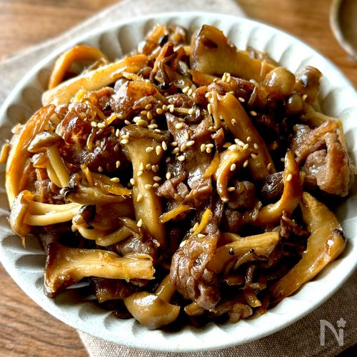 ご飯がすすむ!【焼ききのこと牛肉のしぐれ煮】作り置きにも♪