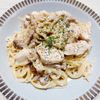 よっこの作ってみた!投稿(ワンパン15分！【鶏肉ときのこのクリームパスタ】牛乳でＯＫ♩)