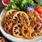 こってり胡麻だく☆れんこんと豚肉の甘酢照り焼き