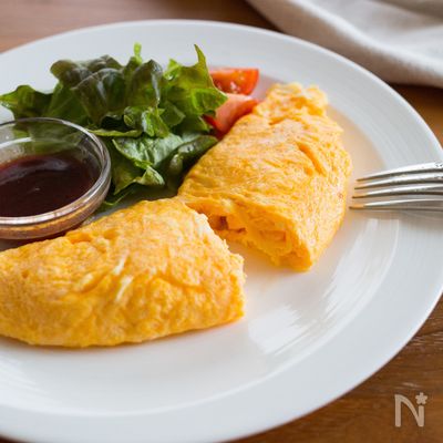 『基本のふわふわプレーンオムレツ』＃朝ごはん＃洋食