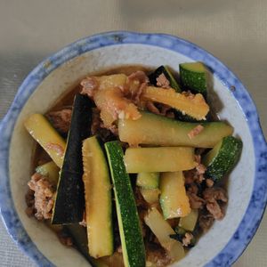 1296006の作ってみた!投稿(【ご飯が超合う】豚こま肉と茄子ズッキーニのさっぱりオイ照り)