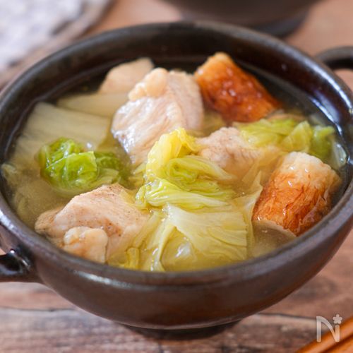 【白菜のぽかぽか柚子胡椒スープ】鶏むねちくわで満足感も◎