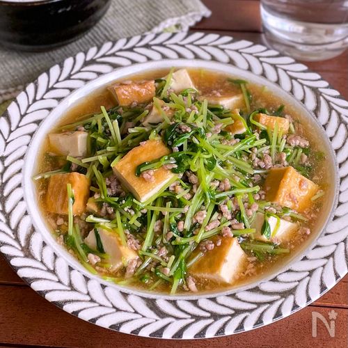ぱぱっと10分!ご飯がすすむ「豆苗と厚揚げのそぼろあんかけ」