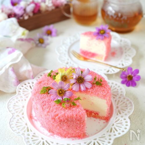 ピンクのフロマージュムースケーキ【グルテンフリー】