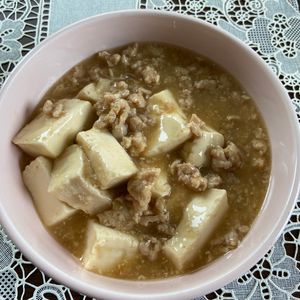 万福の作ってみた!投稿(あっさりうま味!白い麻婆♡『鶏ねぎ塩麻婆豆腐』)