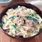 ワンパン♪チーズでコクうま◎【鶏肉ときのこの濃厚クリーム煮】