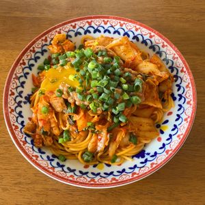 みわの作ってみた!投稿(やみつきになるおいしさ！豚キムチ納豆パスタ)