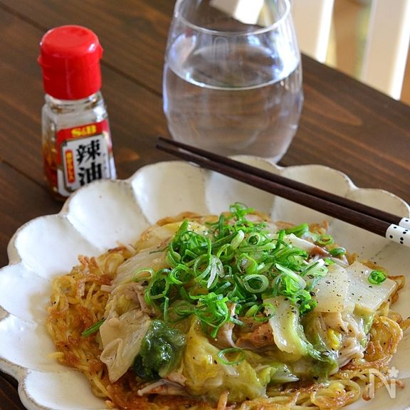 減塩白菜とえのきの和風あんかけ焼きそば