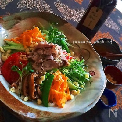 手作りつゆで♡冷やし豚しゃぶサラダうどん