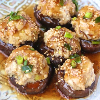 レンジで簡単!【椎茸の肉詰め甘辛あんかけ】子供も喜ぶ!