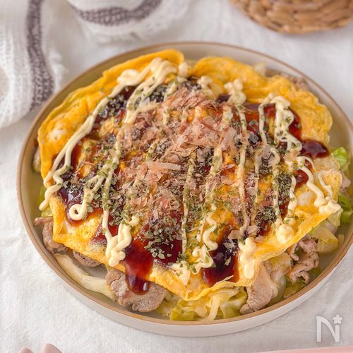 10分で作れる！ボリューム満点✨【包まないとんぺい焼き】