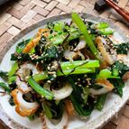 小松菜とちくわとカリカリちりめんじゃこの塩昆布サラダ