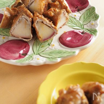 りんごの肉巻き～ピーナツバターソース～