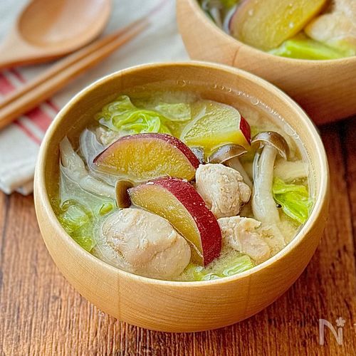 さつまいもと鶏肉のうま味噌スープ