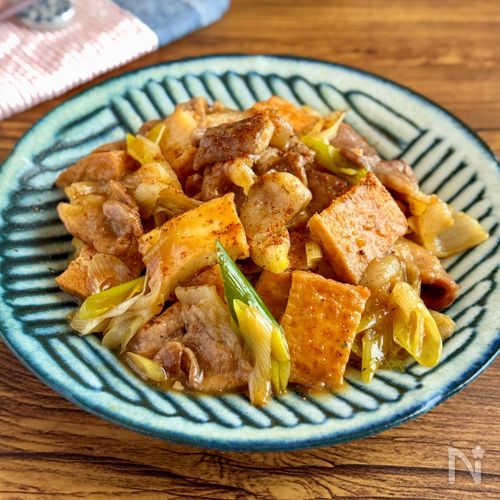 コスパ抜群！お手軽♪【厚揚げと豚こまの甘辛煮炒め】