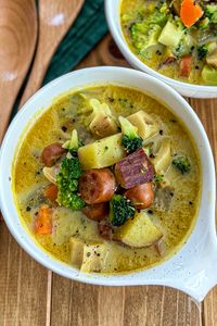 根菜とウインナー《極旨♡豆乳カレースーブ》
