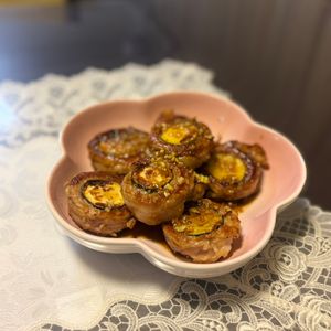 テラテラの作ってみた!投稿(一気に巻くので手間なし♪豚巻きズッキーニの甘酢ねぎ照り焼き)