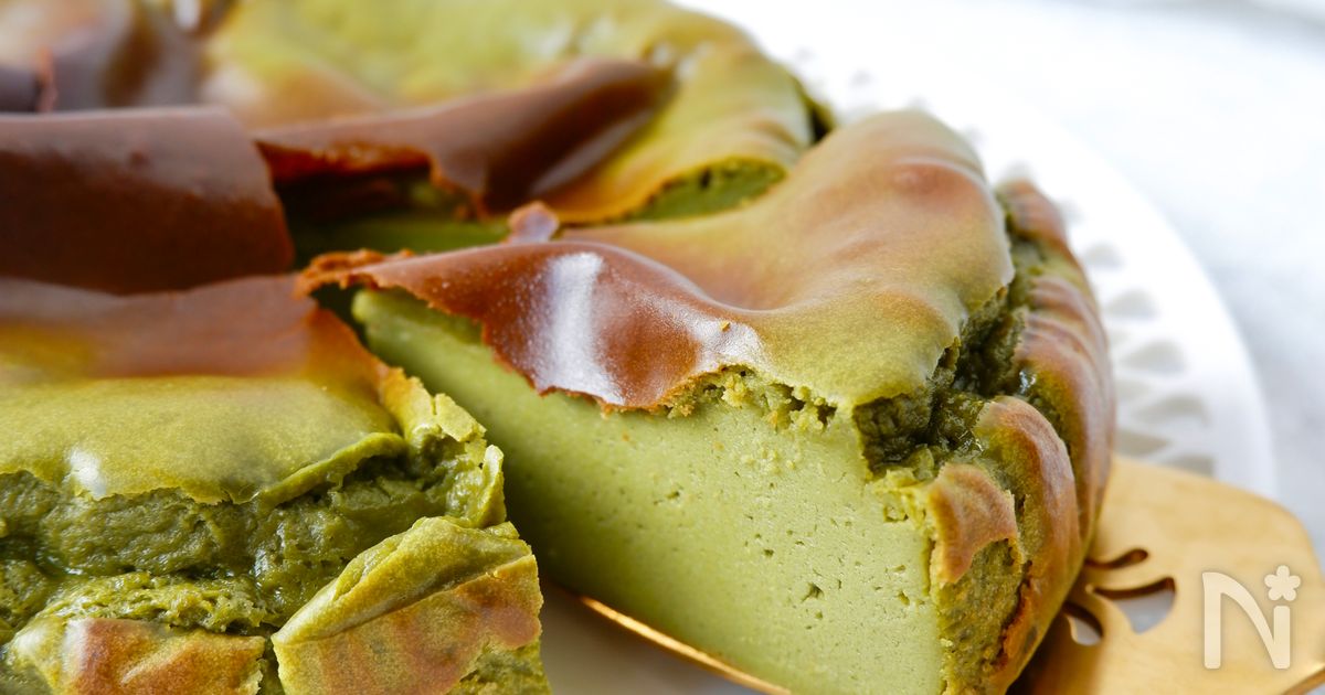 簡単ヘルシー絶品♡【抹茶のお豆腐チーズケーキ】生クリームなし