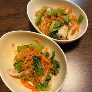 なつの作ってみた!投稿(【小松菜と人参とちくわのごま和え】栄養満点◎彩り◎お弁当にも)