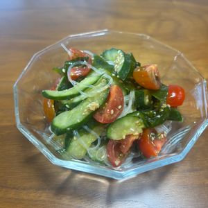 こむぎの作ってみた!投稿(レンジでOK《夏野菜で♡旨だれ春雨サラダ》)