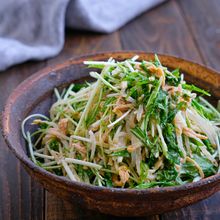 もやしと水菜と切り干し大根とツナの和風ごまマヨサラダ