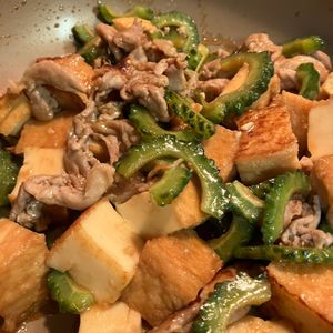 たぐともの作ってみた!投稿(ゴーヤと厚揚げと豚肉こまの甘酢あん)