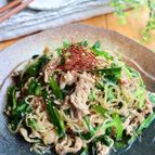 豚肉とニラのしらたき生姜炒め