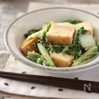 白菜と厚揚げのにんにくごまみそ炒め