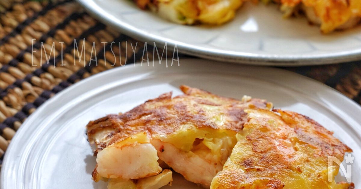 小麦粉不要！＊むき海老とキャベツとチーズのほぼ具のおやき＊