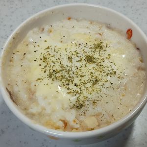 ひろりぃの作ってみた!投稿(レンジで簡単！コーンポタージュスープの素で♪簡単リゾット)