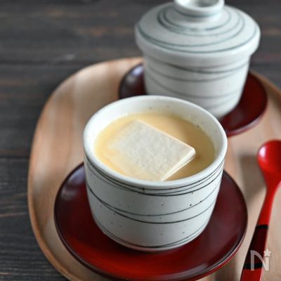 【材料２つレンジで完結】胃腸にやさしい豆腐の茶碗蒸し