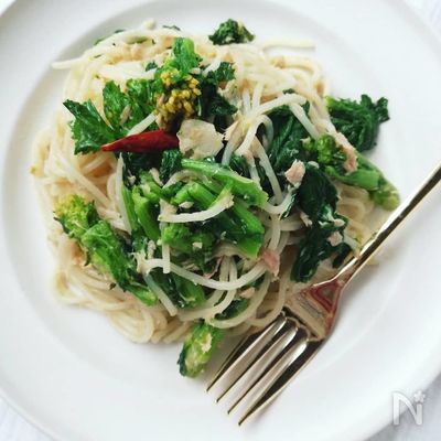 お手軽ランチ☆ツナと菜の花のペペロンチーノ