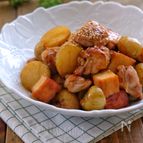 ＊鶏肉と絹厚揚げと新じゃがの甘辛バター照り炒め＊