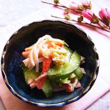 カニかまときゅうりのわさび漬けあえ