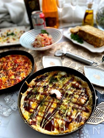 余ったおもちでお好み焼き風「もちピザ」