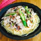 豚しゃぶとオクラの梅そうめん風