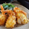 薩摩芋衣のクリームチーズ海老フライ。