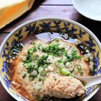 レンジで簡単！豆腐とひき肉のおくら入りとろふわ蒸し