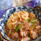 卵巾着と鶏肉とたっぷりねぎのとろみ煮